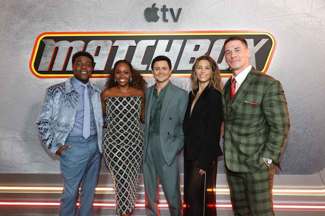 Sam Richardson, Teyonah Parris, Arturo Castro, Jessica Biel and John Cena at the premiere